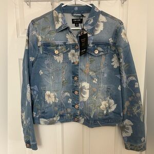 NWT nicole by Nicole Miller Dream Denim Jacket- Floral Size Small